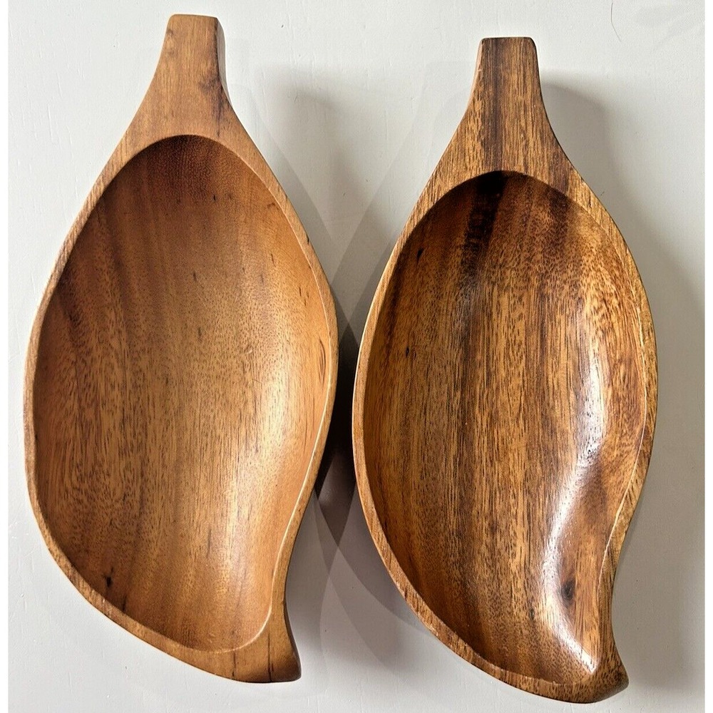 Vintage Hawaiian Monkey Pod Wood Bowl Set‎ Handcrafted Philippines Genuine SET